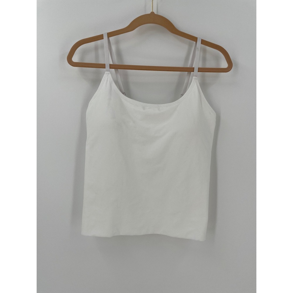 Steve Madden White Stretch Cami Tank‎ Top Adjustable Straps Women's XL Shelf Bra